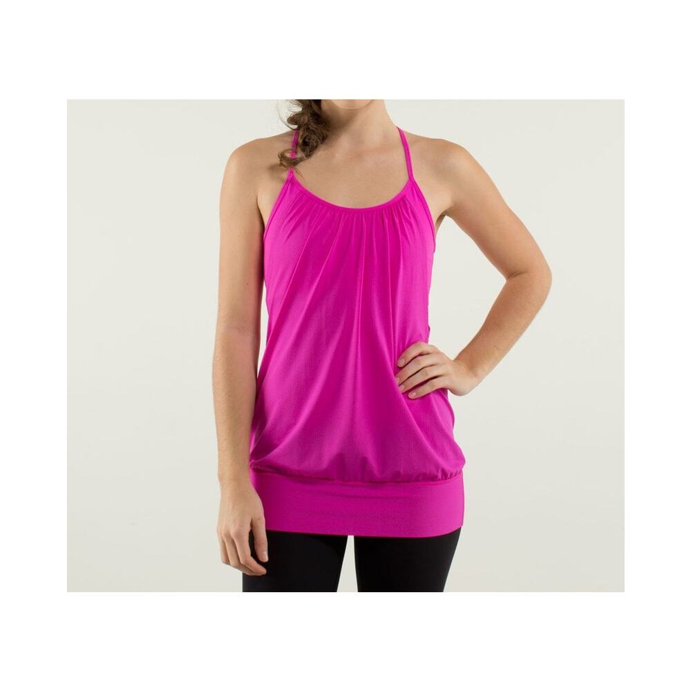A4 Auth LULULEMON No Limits Tank Pink Sport Top Built-in Bra Sz 4